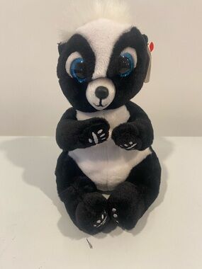 Ty Beanie Bellies Rukus the Skunk Plush Stuffed Animal Blue Glitter Eyes